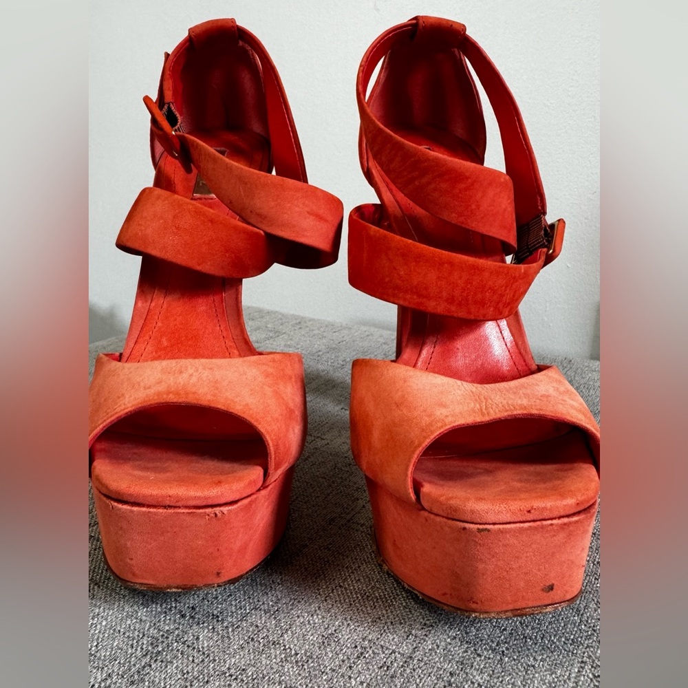 Schutz Orange Suede Heels